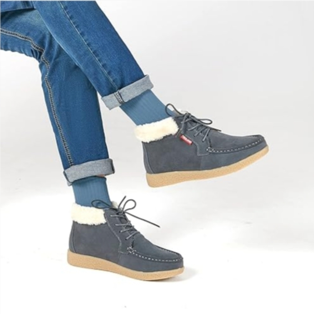 TRULAND Women’s Winter Boots – Suede Leather Fur Lined Water Resistant Ankle 41